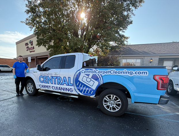 Owner Evan Bell with wrapped vehicle.